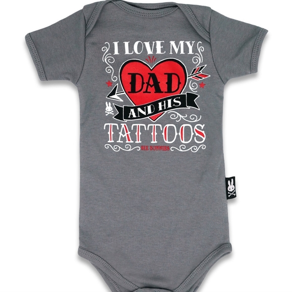 Six Bunnies I Love My Dad And His Tattoos Romper Size 6 to 12 Months - Picture 1 of 2